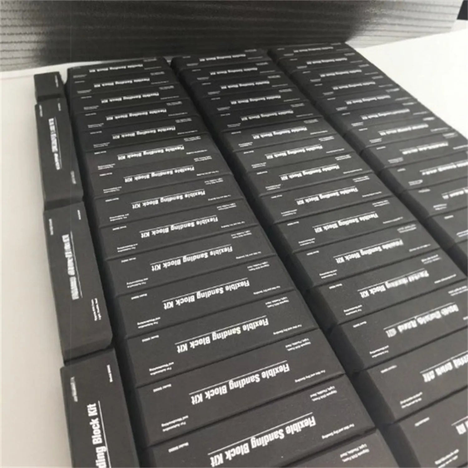 Seven black EVA frosted blocks with metal construction for stage and set design