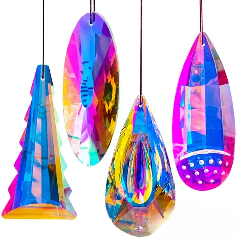 Rainbow electroplated crystal Christmas tree pendant decoration catching light