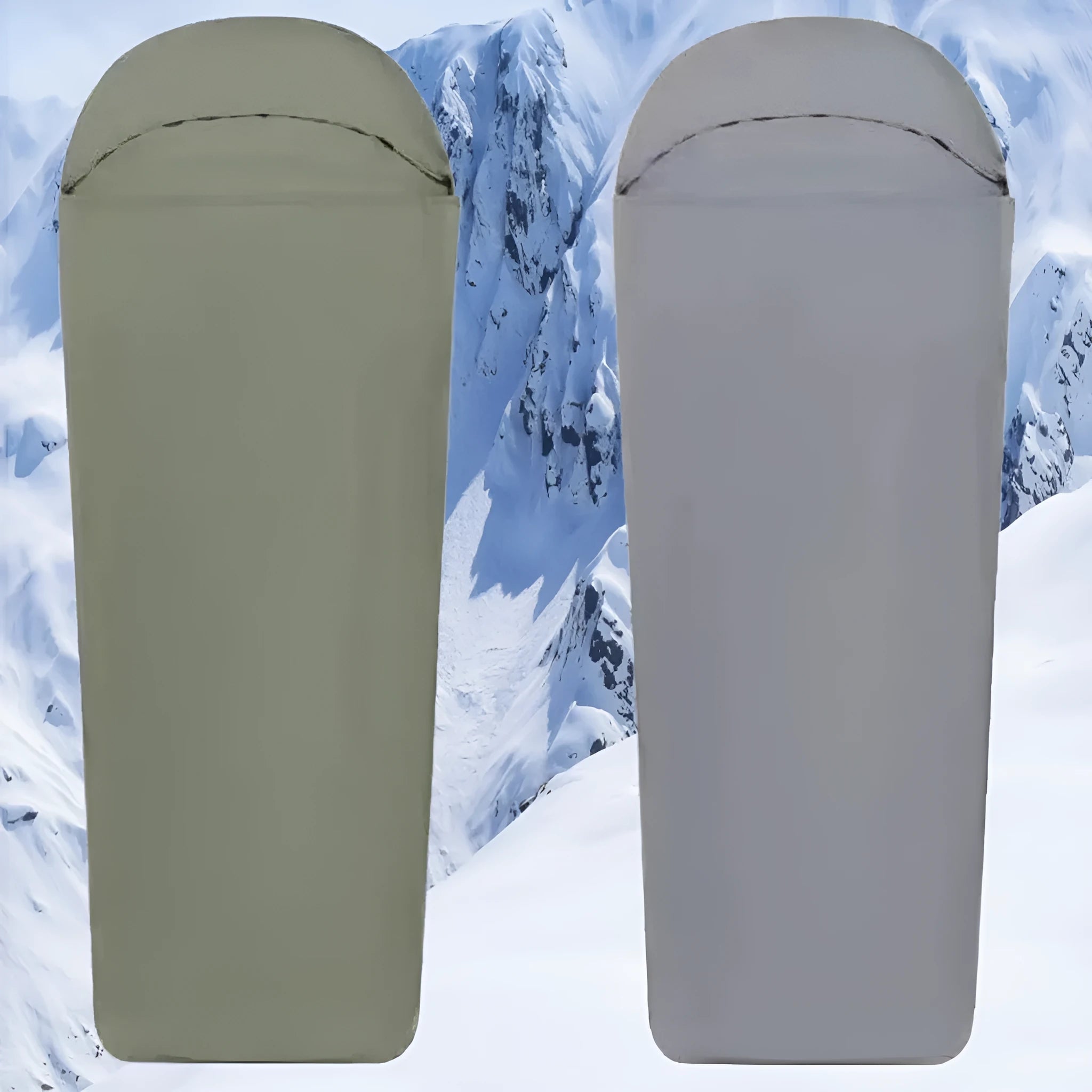 Blue mummy-type nylon camping sleeping bag for adults showing portable design