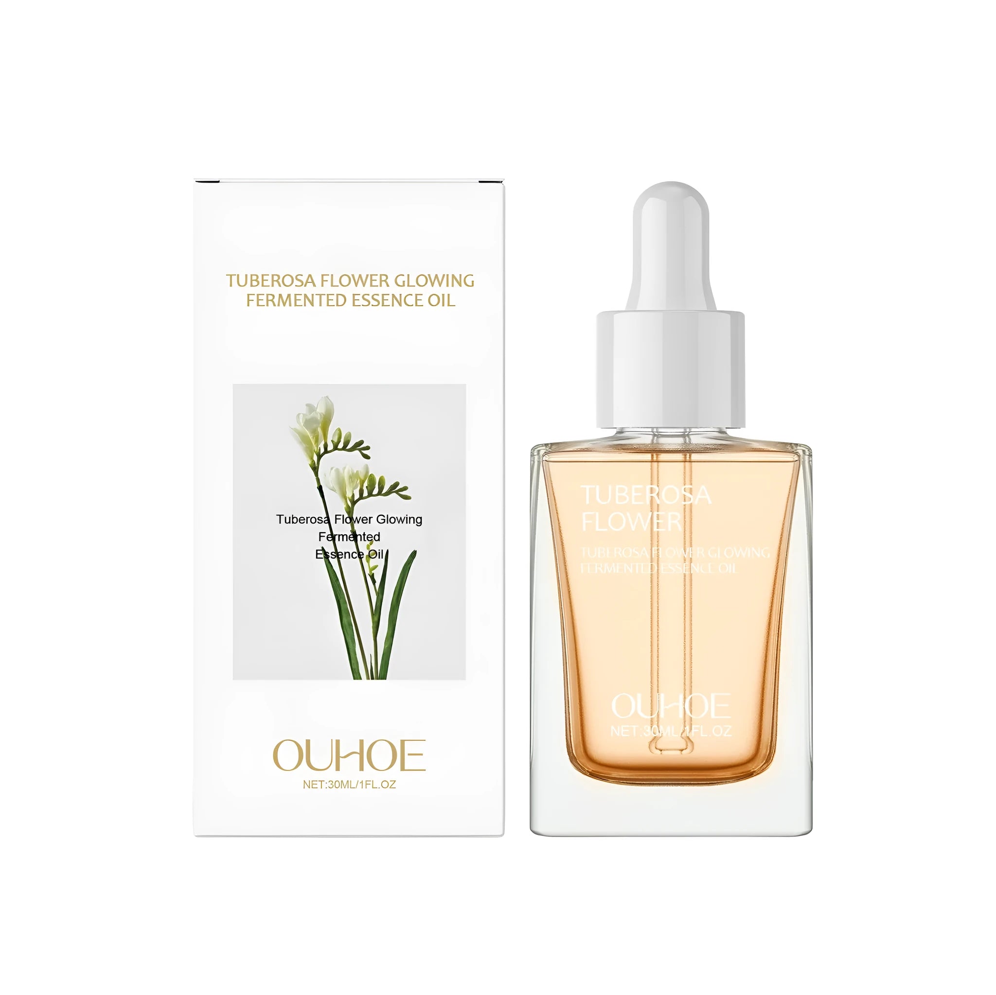 30ml dropper bottle of brightening and firming facial oil with glycerin and vitamin E