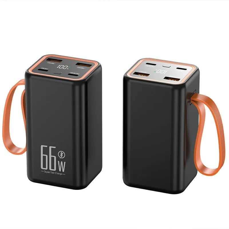 Black and white PD66W 20000mAh fast charge power bank with creative plastic design