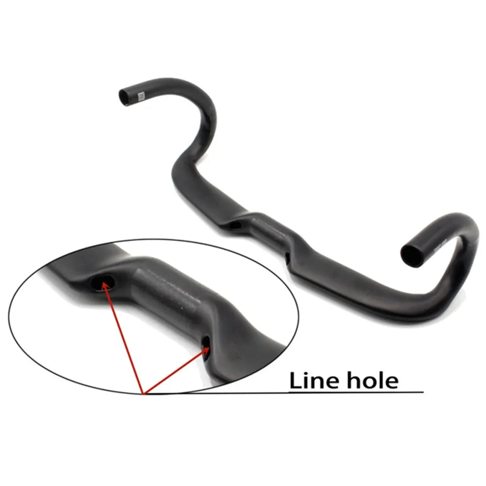 Wei Bike matt carbon fibre road bicycle drop handlebar shown from above