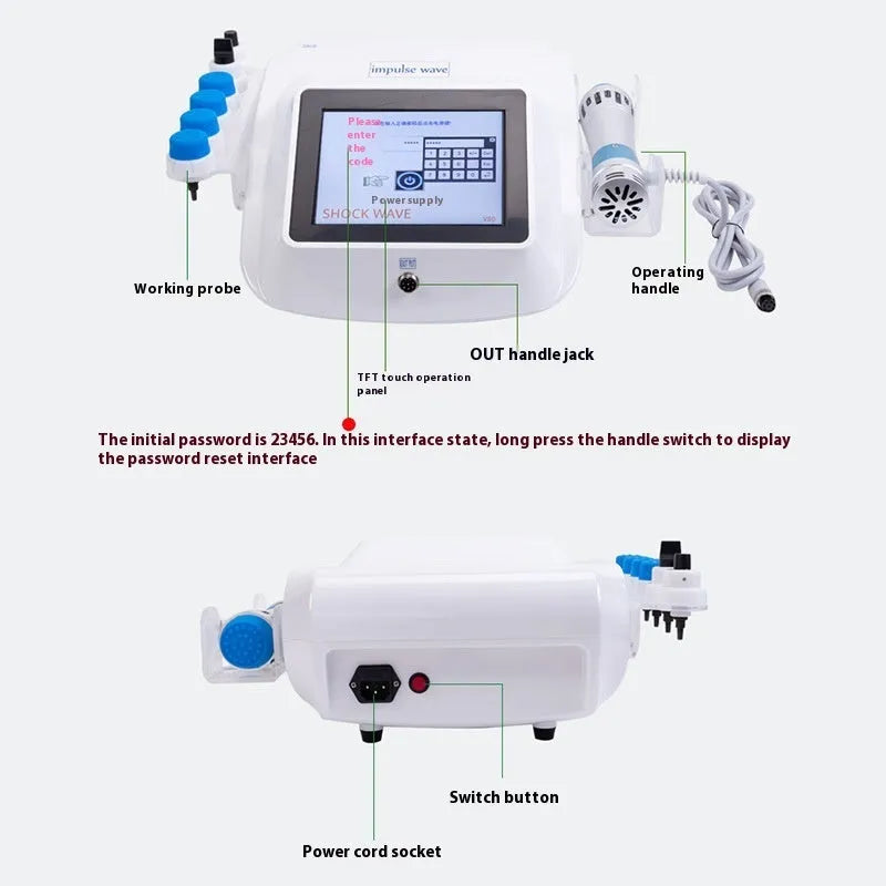 Electromagnetic extracorporeal shock wave physiotherapy instrument with handheld remote control