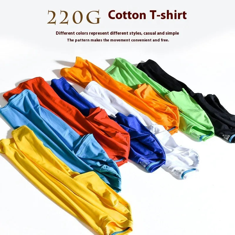 Men's solid colour cotton T-shirt with round neck and short sleeves in multiple colour options