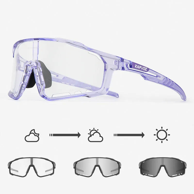 Photochromic bicycle sunglasses with TR90 frame in semi-rimless unisex design