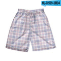 Men's plaid shorts with elastic waist in straight-leg cut available in multiple colours