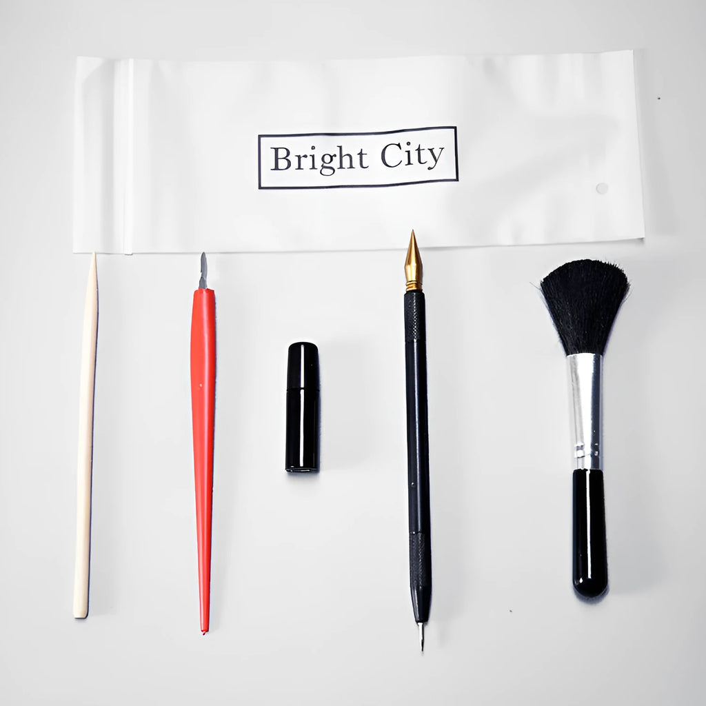 Scratch painting tools five-piece set with healing pen on white card paper