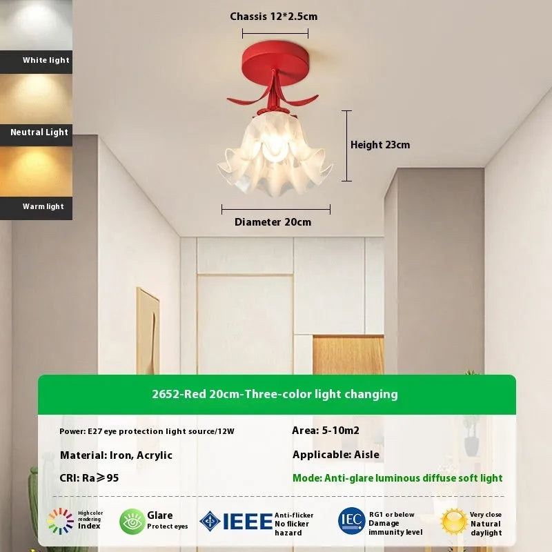 Cream coloured Linglan Flower design corridor aisle light with remote control for dimming functions