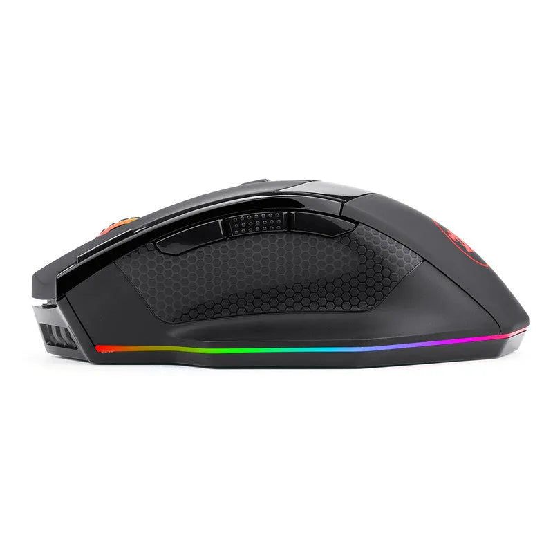 Black Redragon M801P dual mode wireless and wired gaming mouse with multiple buttons.