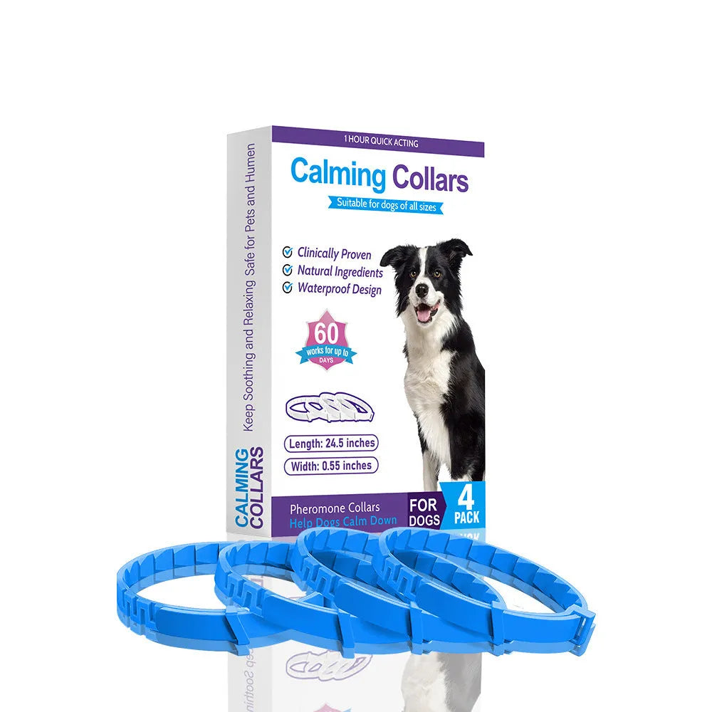 Chinese style monochrome pattern TPR dog anxiety collar in six colours, 62cm length