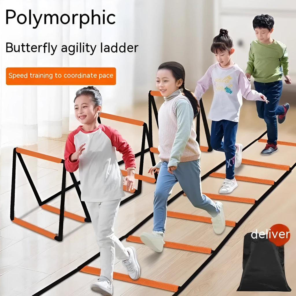 Plastic butterfly agile ladder training rope in various lengths from 160cm to 800cm for youth fitness and speed drills