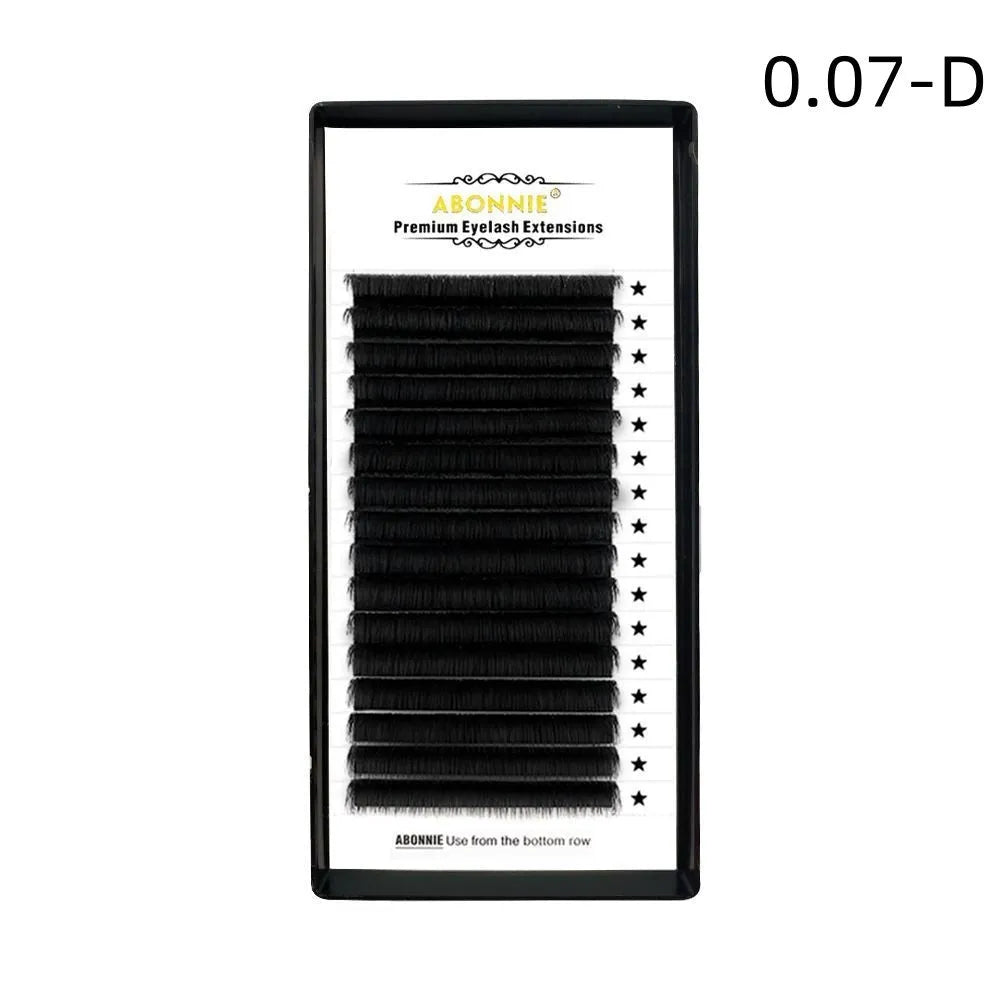 False eyelashes with 16-row dense mink hair clusters on a matte band, shown in various lengths from 8mm to 18mm.