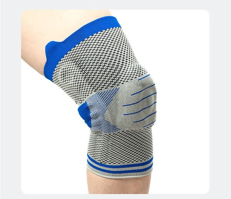 Cotton knee pad with silicone massage spring bar shock absorber in black and gray colour