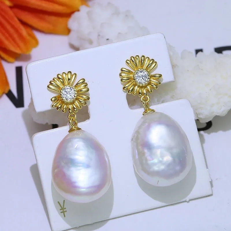 S925 sterling silver baroque flower earring components and ring holder material for DIY jewellery making.