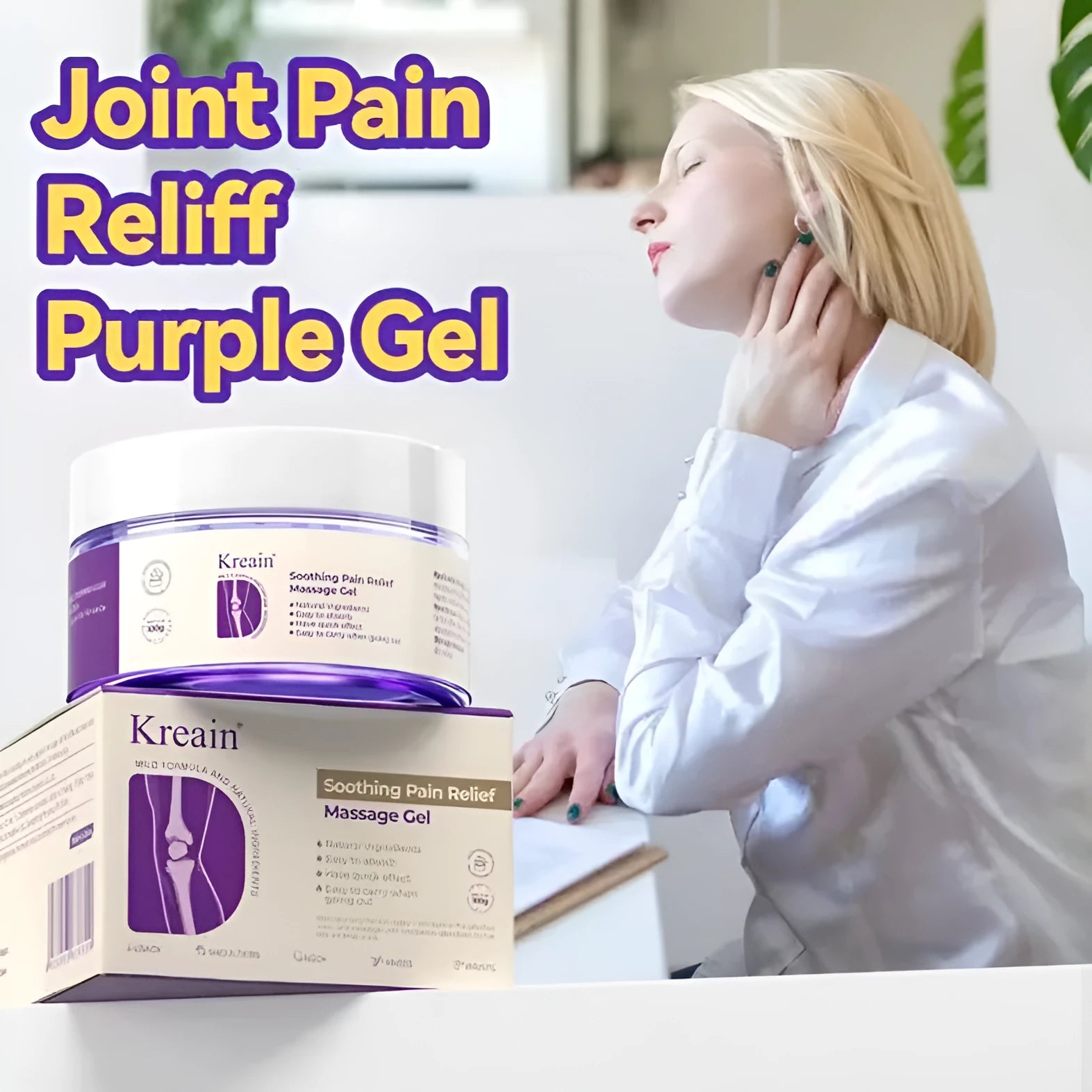 100g tube of transparent joint pain relief gel with herbal extracts for muscle and joint discomfort