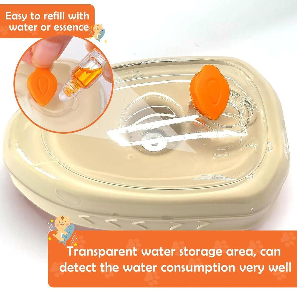 Yellow 4-in-1 cat steam brush with vibration massage and ringworm detector for pet grooming