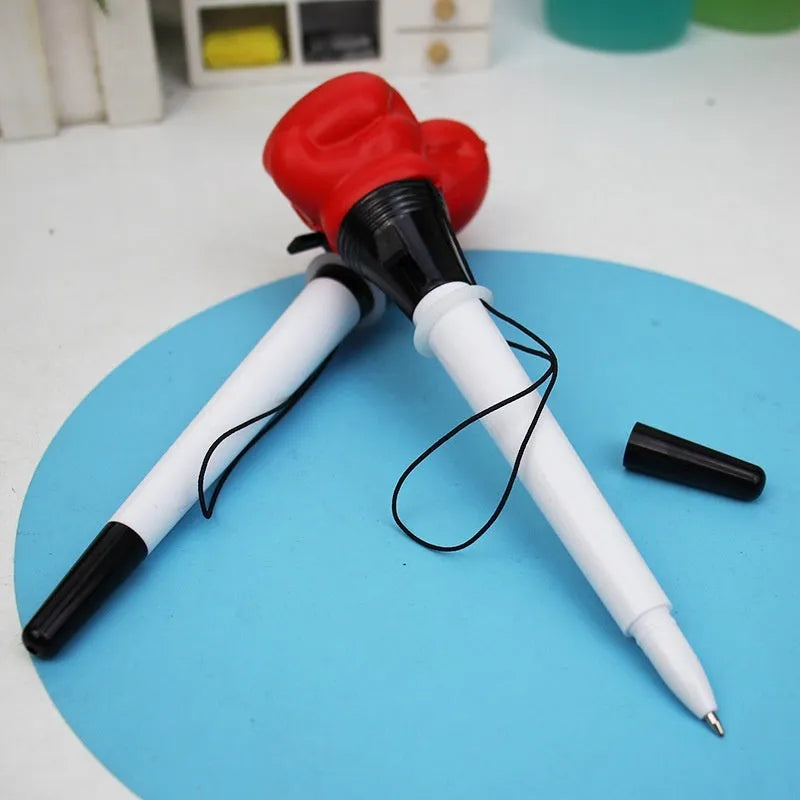 Four boxing press ejection pens with plug-in sleeve design and 0.7mm bullet tips