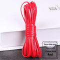 Coiled PU leather woven craft string in multiple colours including beige, black, red, blue, green, gold, and silver.