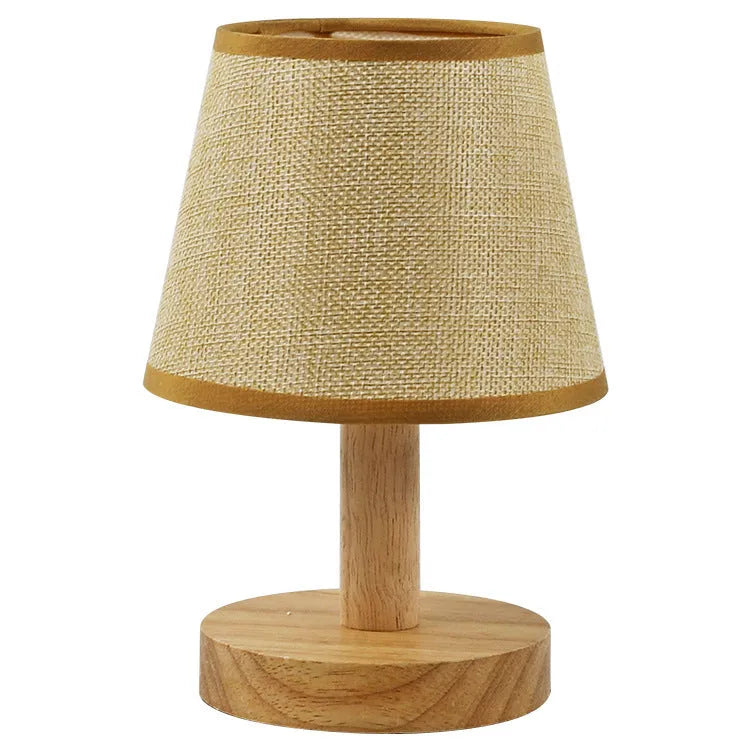Vintage pleated table lamp with linen shade and bamboo base in Korean style