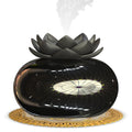 Pure black lotus aromatherapy humidifier with USB port and ceramic base