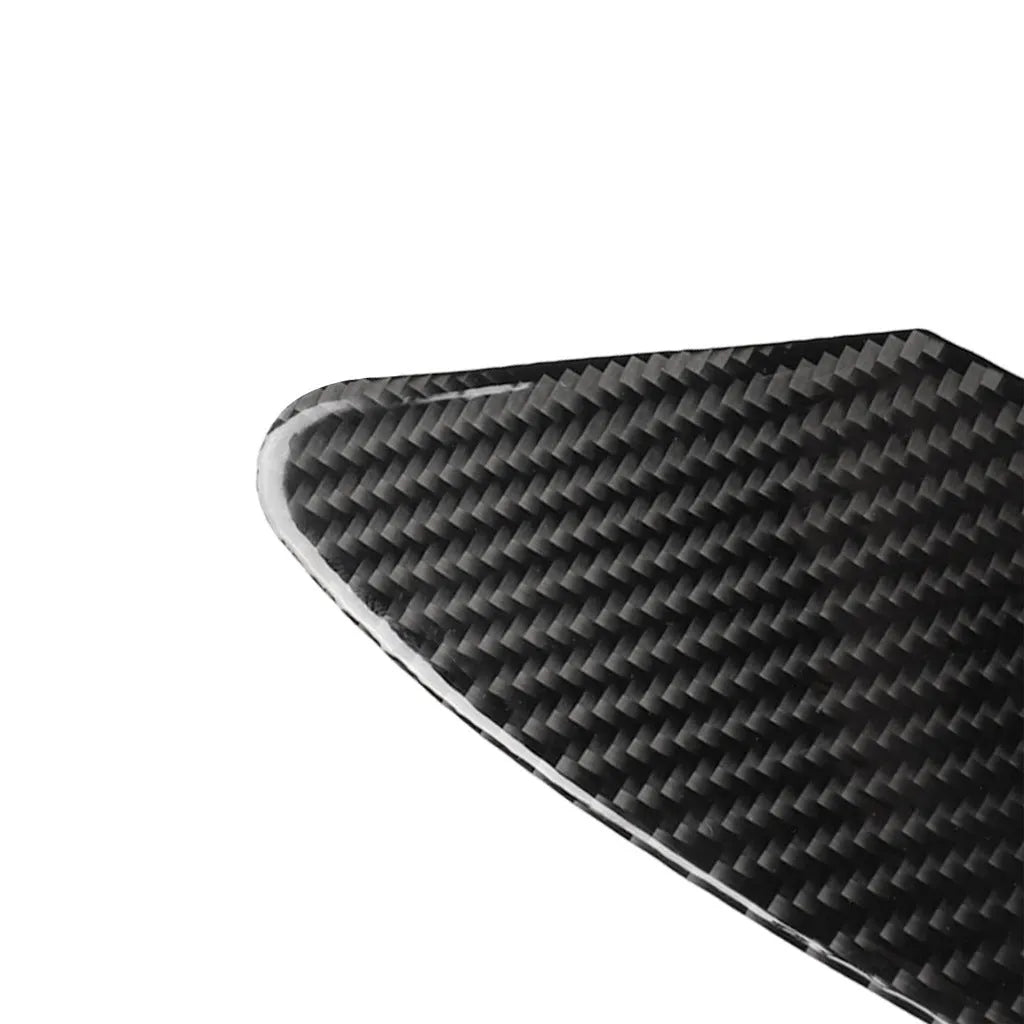 Square carbon fibre decorative sticker for car USB charging port panel with 3M adhesive backing.
