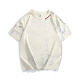Grey tie dye printed loose fit t-shirt with half sleeves and round neck collar