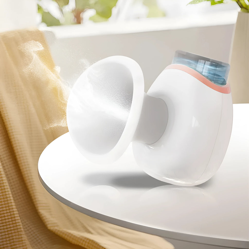 White portable eye humidifier with USB charging cable for dry eye relief