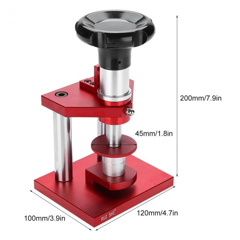 Watch repair spiral cap presser tool set with 20 plastic moulds for back cover maintenance