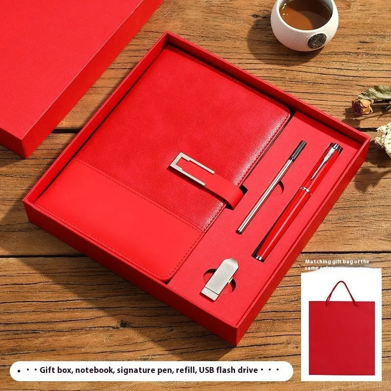 Genuine leather A5 business notebook with wood-free paper pages in multiple colour options including brown, black, green, blue, and red