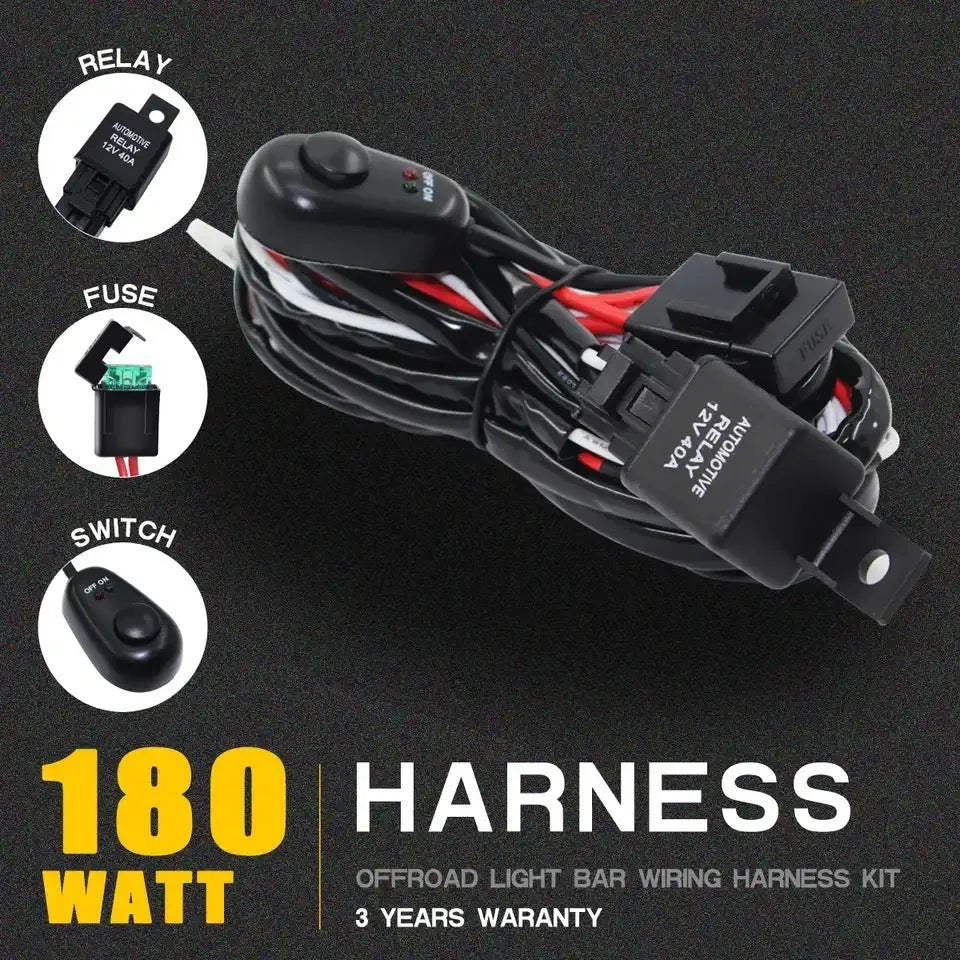 LED roof spotlight wiring harness with 2 metre silicone cable and connectors for automotive lighting installation