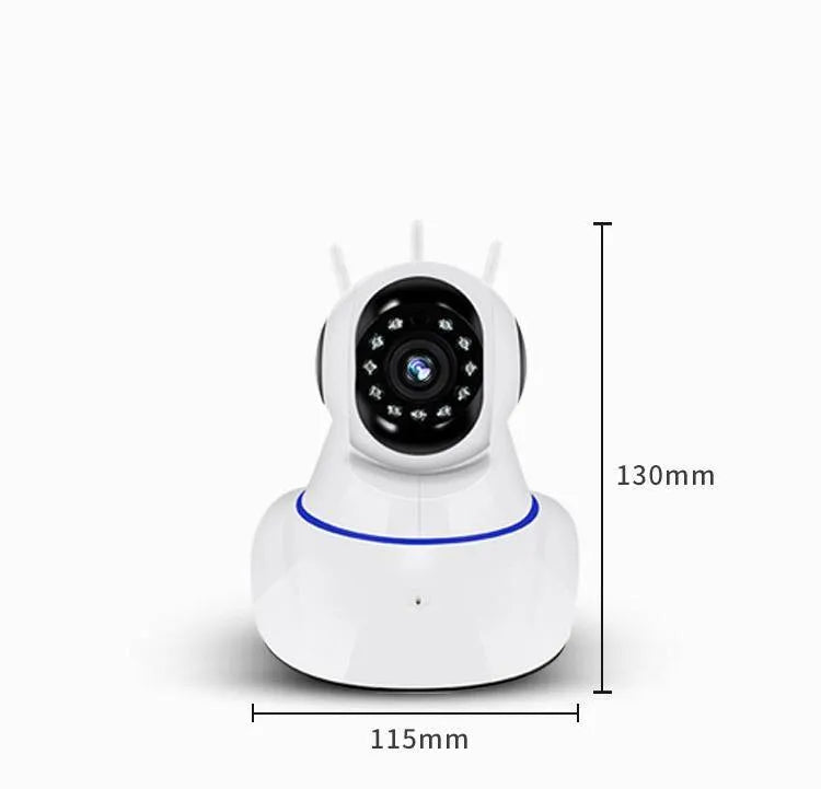 White dome-shaped wireless security camera with 2MP HD resolution and night vision for indoor/outdoor use