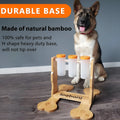 Wooden dog puzzle toy with sliding doors measuring 31x30x20cm for treat dispensing and mental stimulation