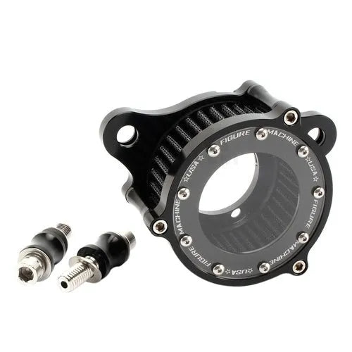CNC aluminium motorcycle air filter with transparent glass cover for Harley Sportster, black and red filter element options