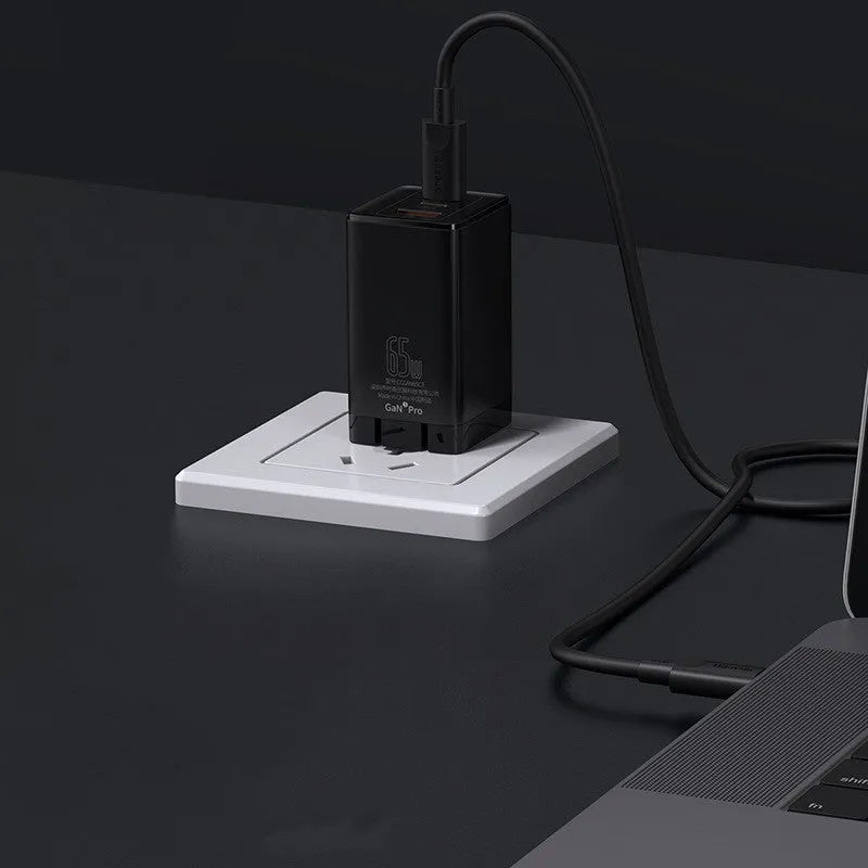 White dual-port USB C car charger with LED indicator light for in-vehicle phone charging.