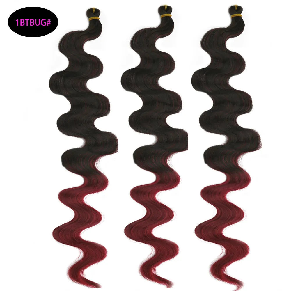 Wine red synthetic wig with big waves, 24 inches long, in European and American style.