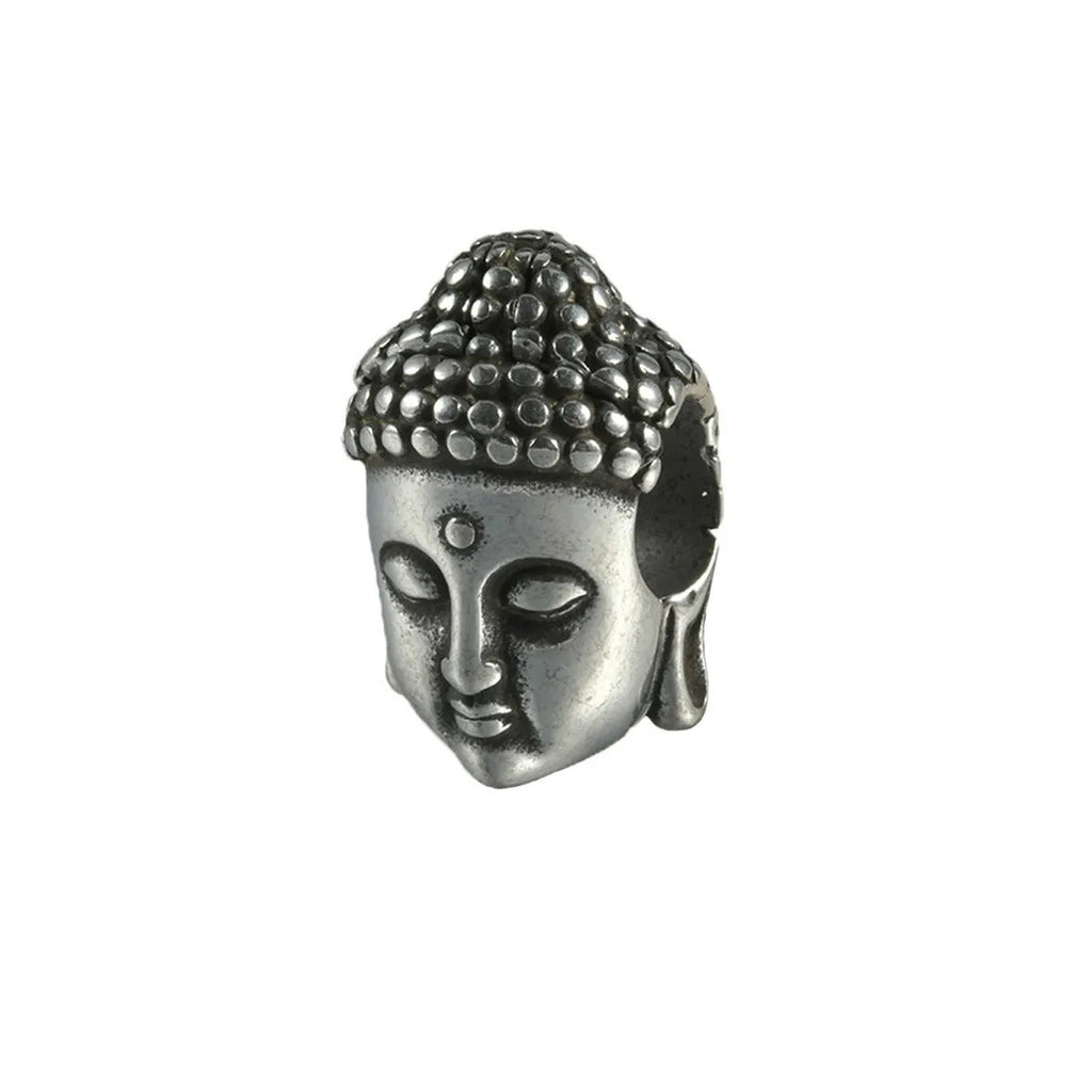 Stainless steel hollow skull Buddha earrings with geometric design in hip hop style