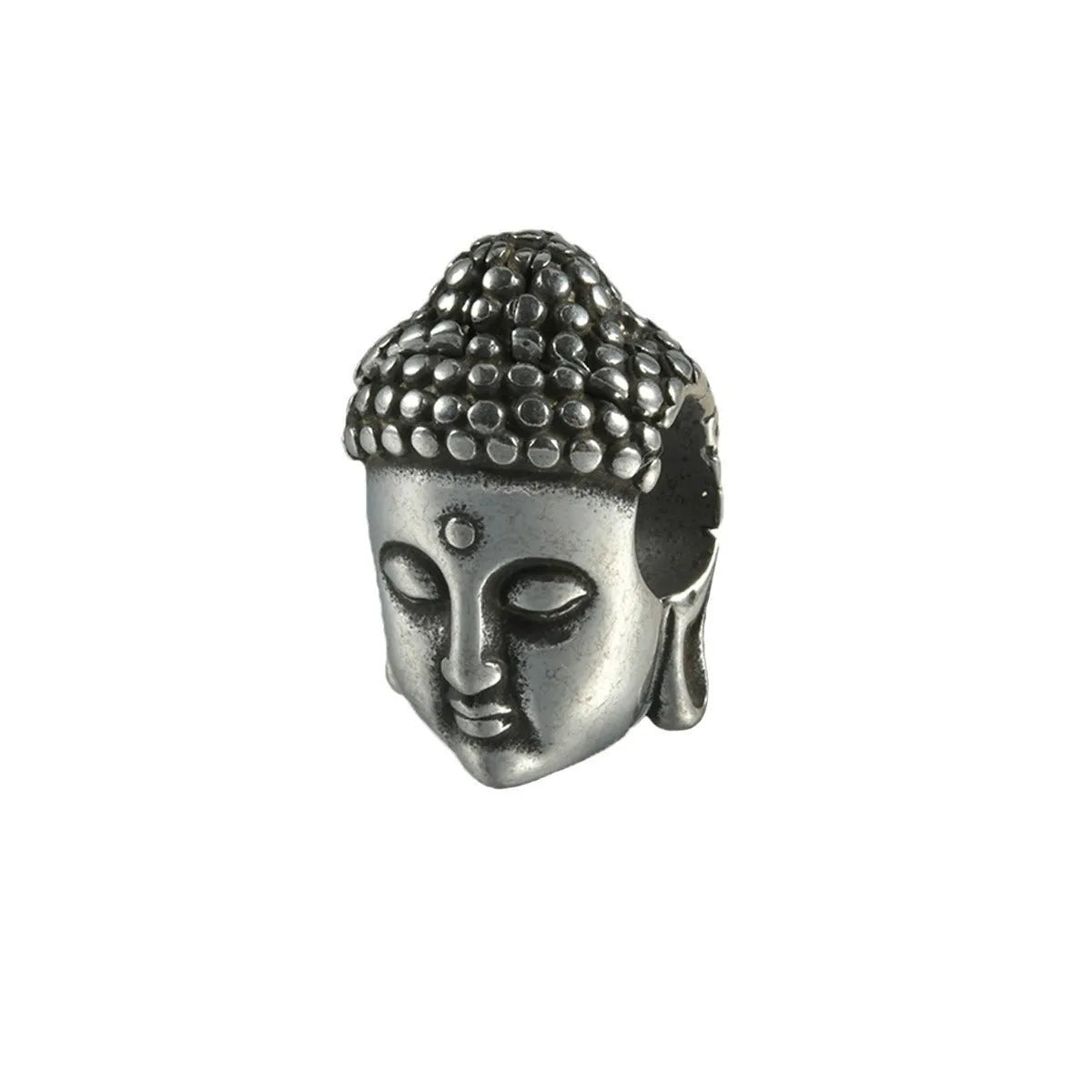 Stainless steel hollow skull Buddha earrings with geometric design in hip hop style