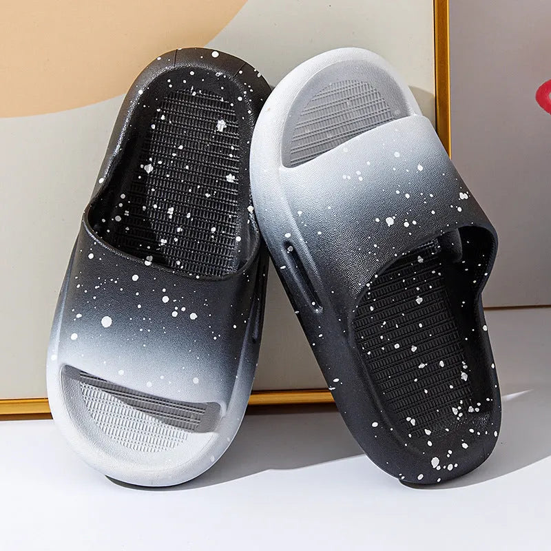 Gradient colour PVC children's sandals with non-slip soles in blue, green, orange, pink, and yellow
