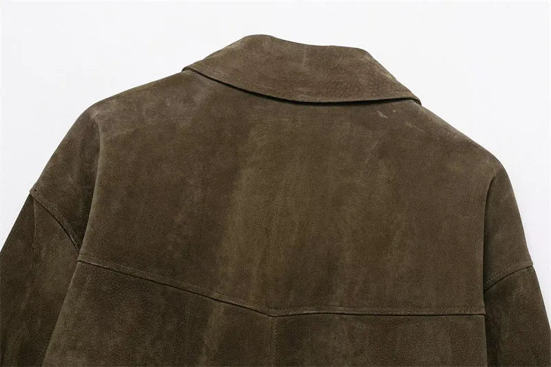 Women's casual jacket in picture colour with Japanese Korean styling and medium thickness PU construction