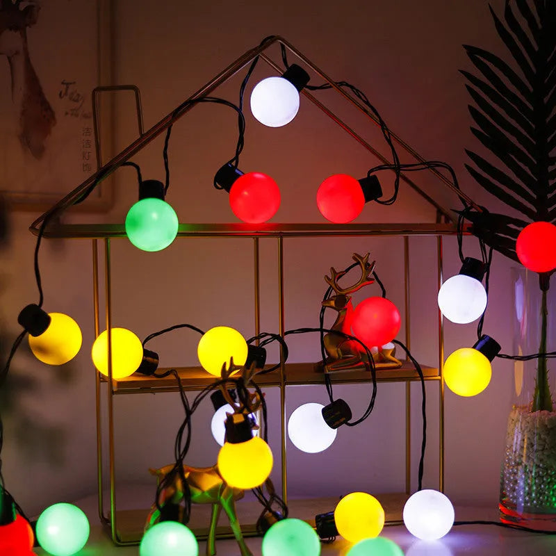 10-metre solar powered decorative light string with 40 LED lights and black cable for outdoor festival use