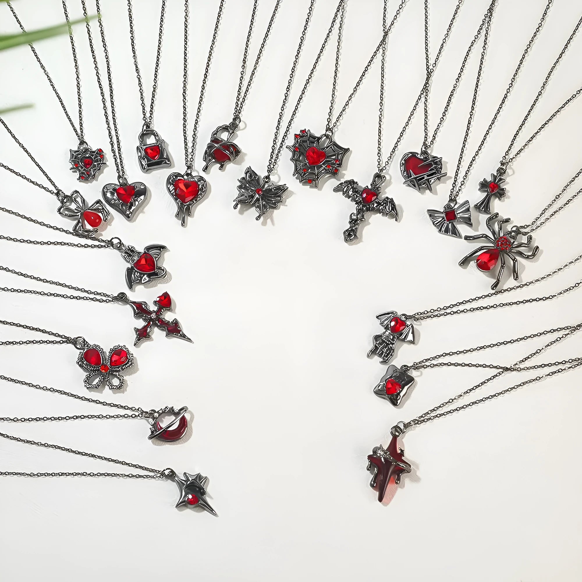 Halloween spider bat necklace with electroplated zinc alloy pendant on regular chain