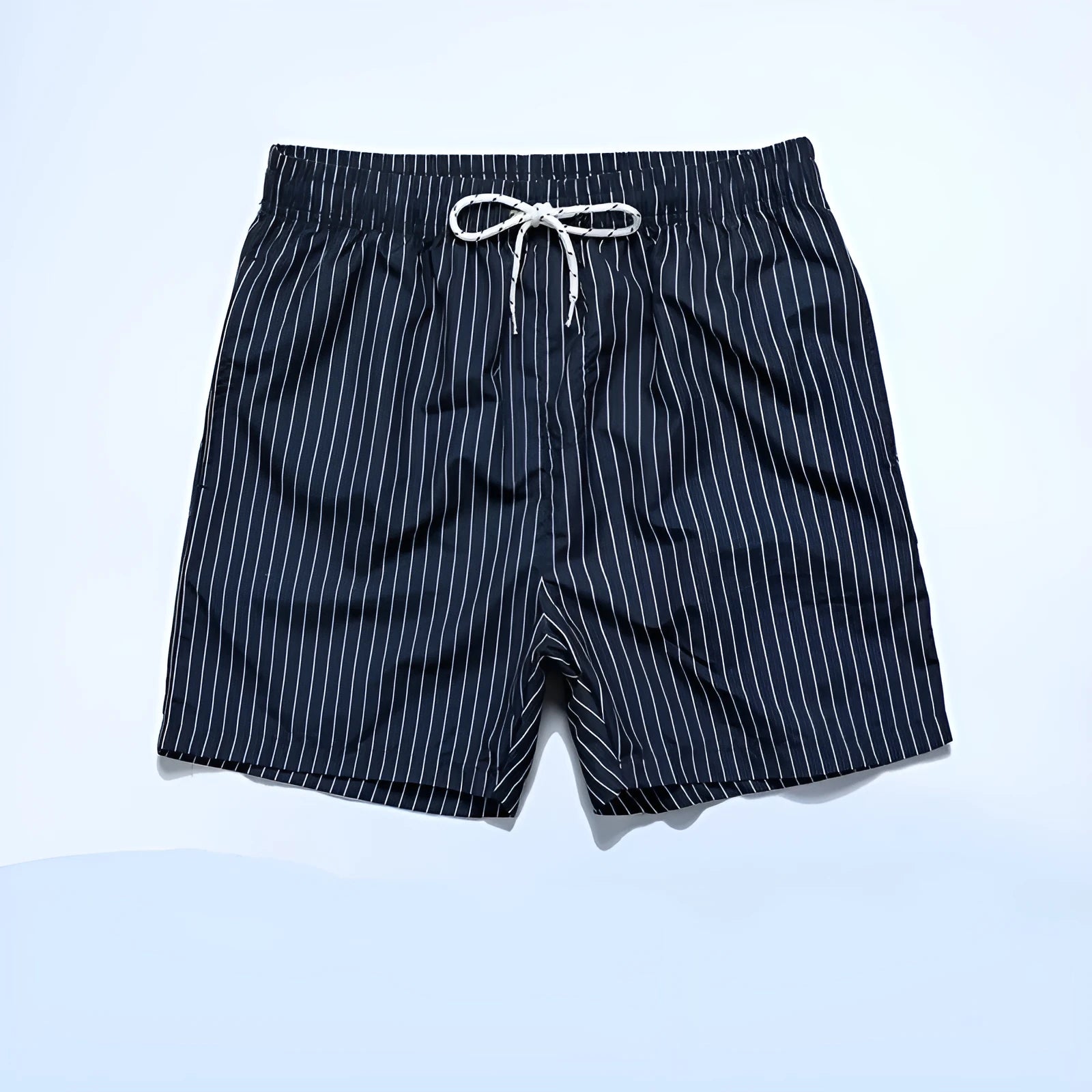 Polyester striped beach shorts with triangle lining pattern in multiple colours