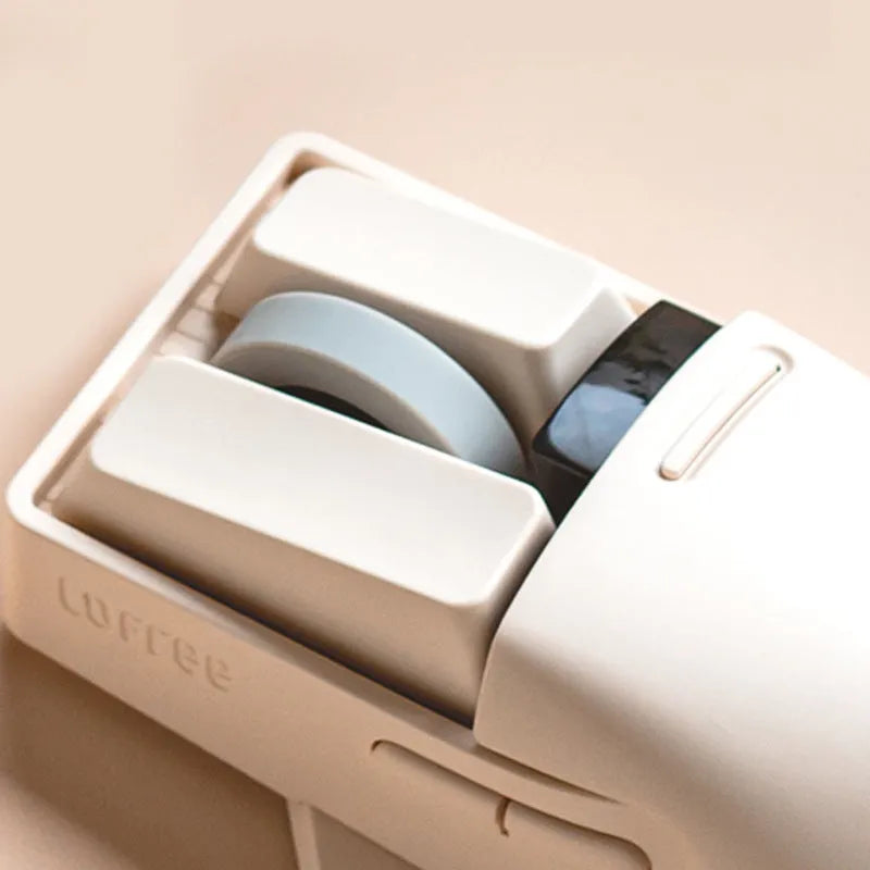Tofu coloured three-mode wireless mouse with ergonomic shape and seven buttons