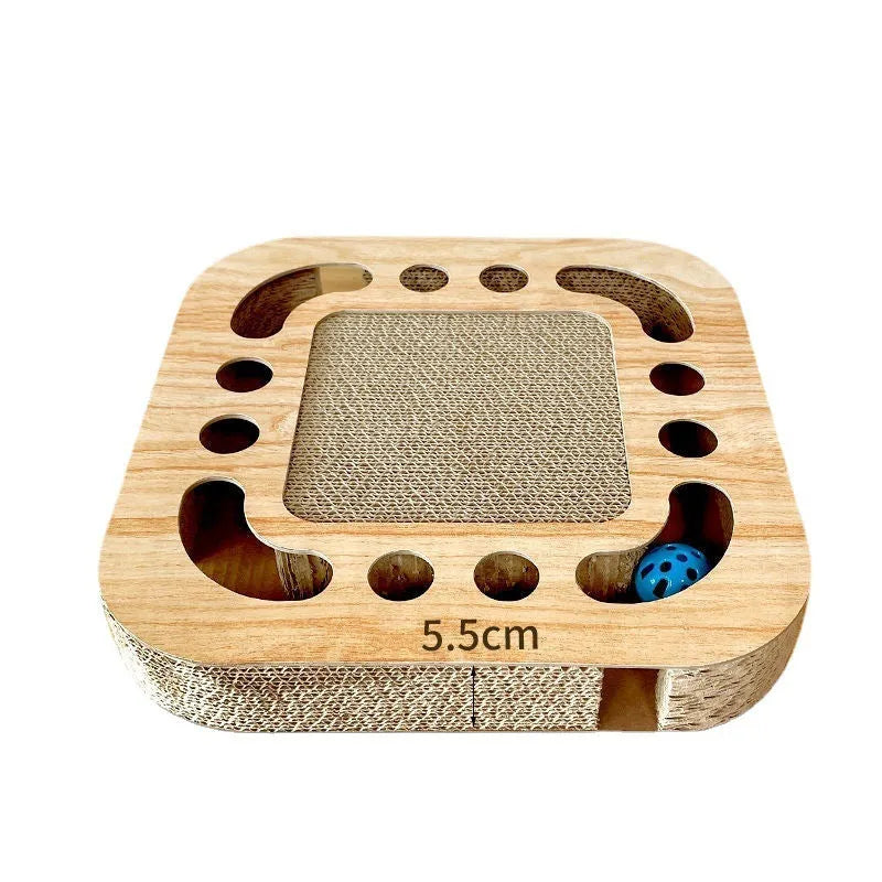 Corrugated paper cat scratching board with ball in multiple shape options
