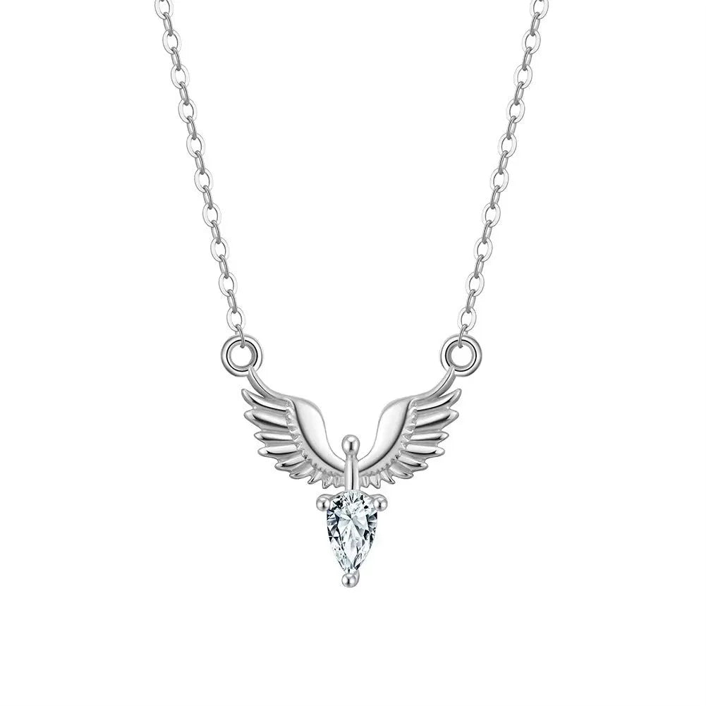 Silver eagle pendant necklace on O-ring chain with Korean style design