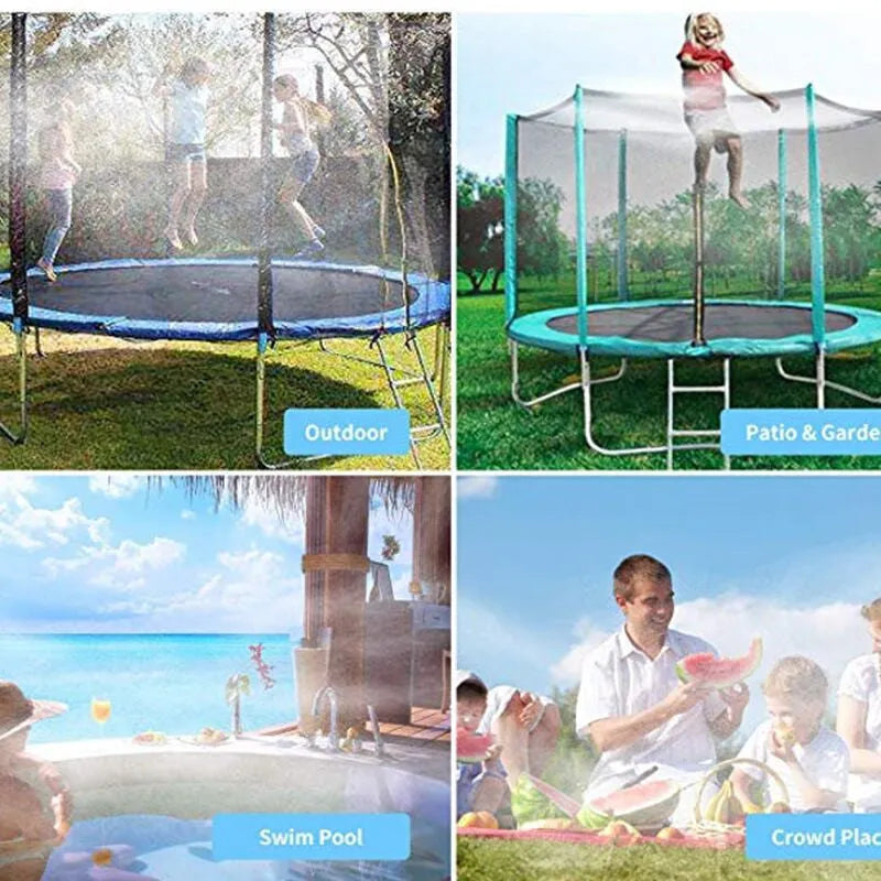 Blue portable garden sprinkler with solar water cooling and PVC construction