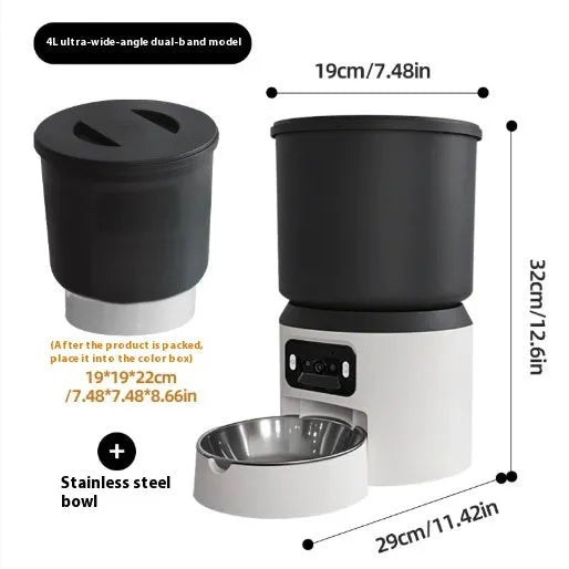 4-litre smart pet feeder with WiFi remote control and optional video camera for cats and dogs