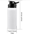 White aluminium sports water bottle for cycling and outdoor activities.