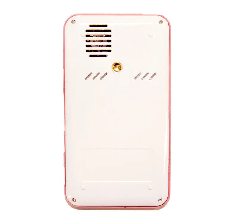 White rose gold miniature DLP projector measuring 145mm with Android connectivity and 32GB memory