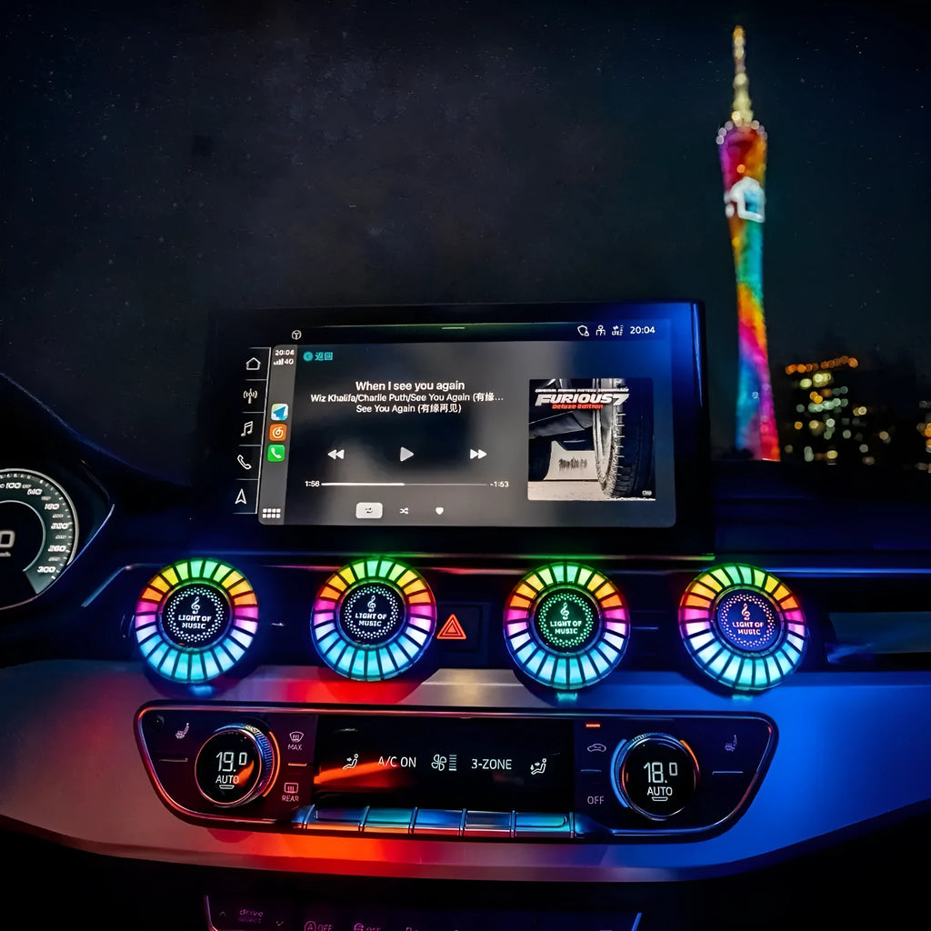 3D pickup RGB voice-controlled car air outlet aromatherapy light mounted on vehicle vent